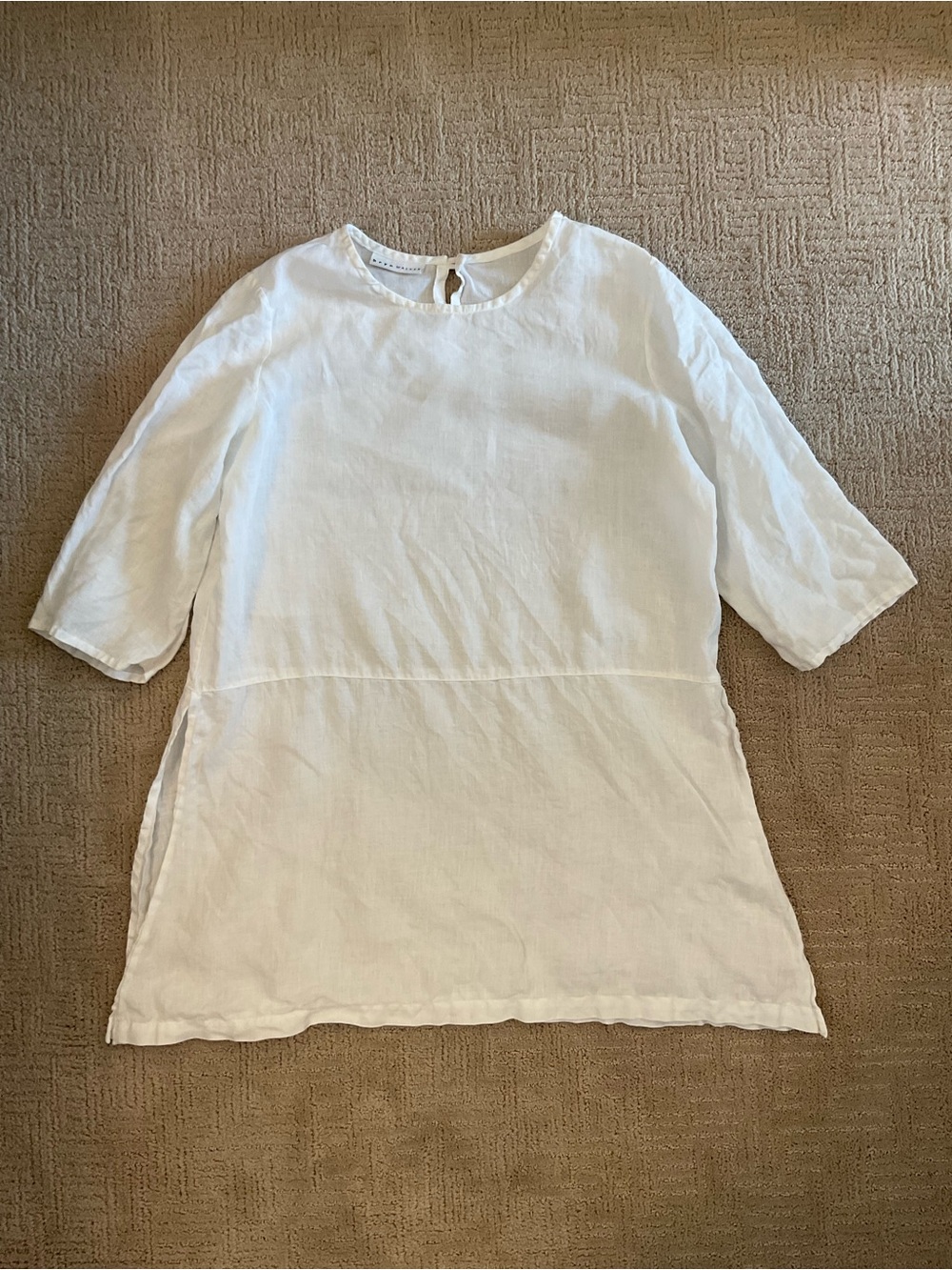 ☀️🌸Bryn Walker 100% Linen Tunic Top White L Minimalist Boho Quiet Luxury USA EUC